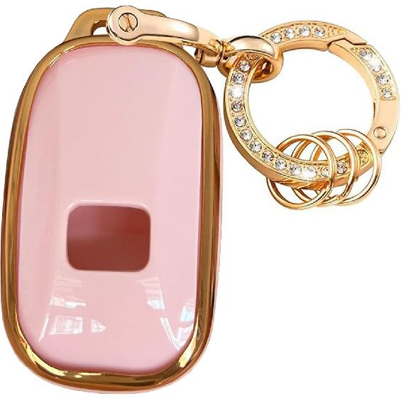 Keyless Entry Systems for Honda Key Fob Cover Fit for Honda   2024 2025 Civic Accord HR-V Pilot CR-V 5 Buttons Smart Key (Pink-Gold)