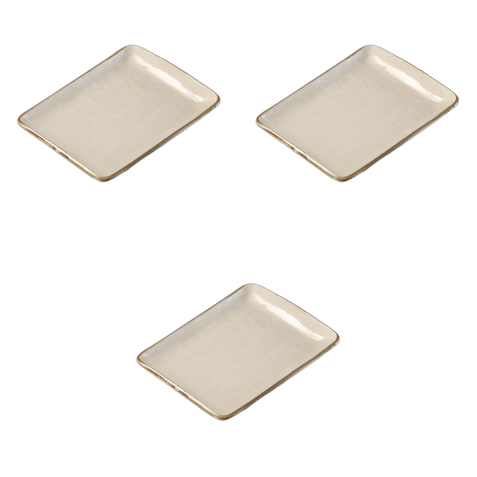 

Set of 3 rectangular plates x x Ceramic ware plates by Setomonohonpo Mashiko-style 9.0-inch [17 22.5 2.5 cm]