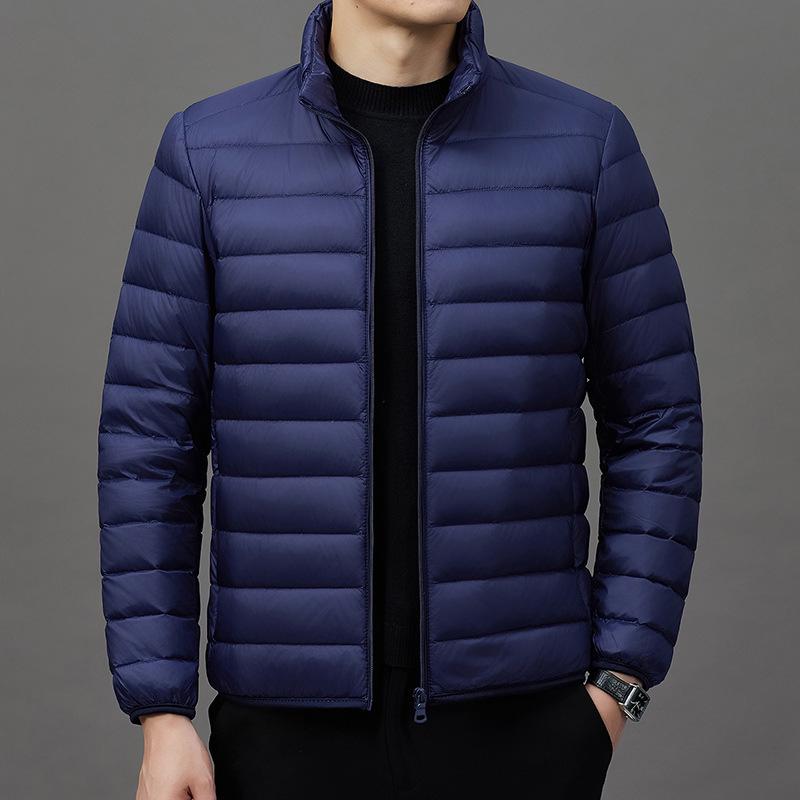 2024 Men's Lightweight Fashion Down Jacket - Short Stand Collar, White Duck Down, Warm Winter Coat