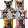 Hipster Fashion Animals Tiger Giraffe Highland Cow Cat Leopard Poster Print Decorative Cushion Cover Pillow Case