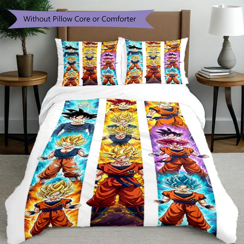 3pcs Duvet Cover Set (1*Duvet Cover + 2*Pillowcase, Without Core), DRAGON BALL Print Bedding Set, Bedroom Decor, All‑Season, Birthday Gift