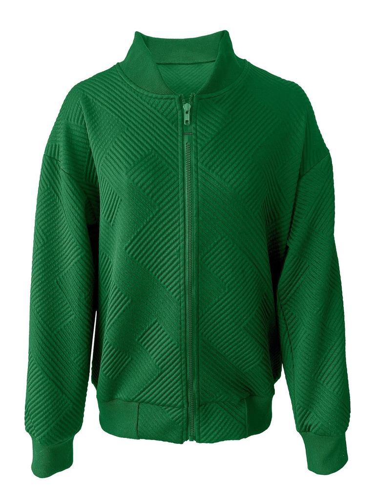 2024 Spring Fashion Half-High Collar Zipper Knit Cardigan: Women's Long-Sleeve Casual Outerwear