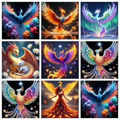 Diamond Mosaic Novelties Phoenix Animal Bird Full Drill Diamond Painting Kits Rhinestones Living Room Wall Decor