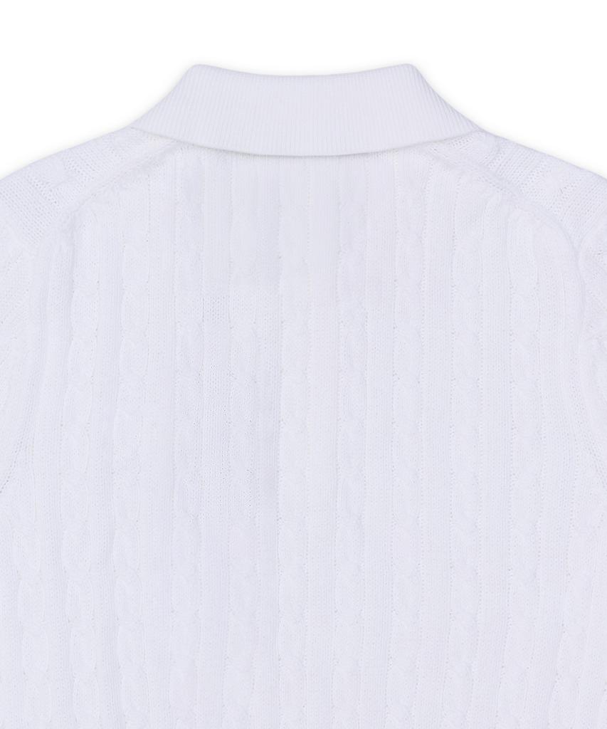 POLO RALPH LAUREN Cable Knit Cotton Crop Polo Shirt - White