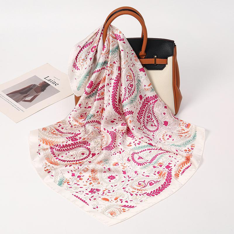 Fashion Print Silk Hairbands Scarf Women  Spring New Elagant Floral Bandana Neck Kerchief Head Bands Foulard Female Scarfs