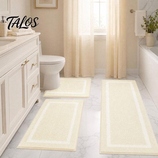 Set da 3pz Tappetini da Bagno, Tappeti da Bagno Altamente Assorbenti Antiscivolo, Tappetini Morbidi Lavabili per Lavandino del Bagno, WC, Vasca da Bagno