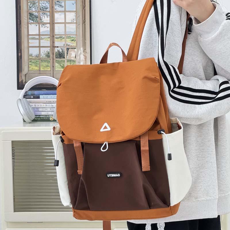 Schoolbag Backpack Female Dopamine Color Matching High Value Backpack Junior High School Student School Bag Outdoor Leisure Travel Bag