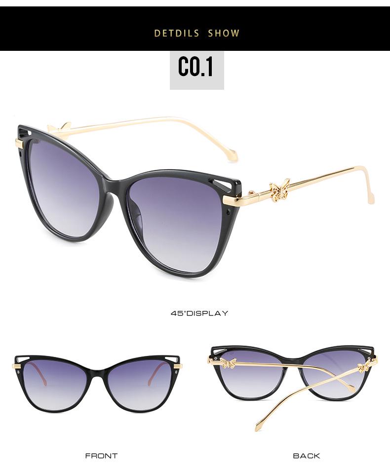 Óculos de Sol Femininos Cat Eye Borboleta Primavera 2022 - Armação de Metal Tendência, Estilo INS