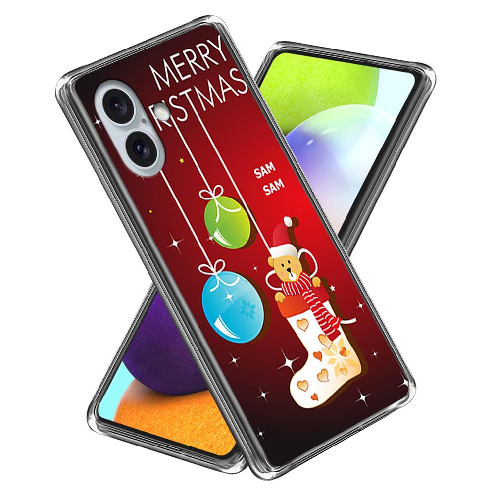 For iPhone 16 Case Christmas Pattern Printing Soft TPU Phone Cover