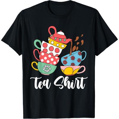 TEA PUN Leuke En Grappige Theekopjes In Een Hoge Stapel Bekers T-shirt