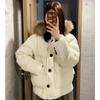 Big fur collar short down cotton clothes women's winter new fashion design sense small thickened cotton clothes jacket