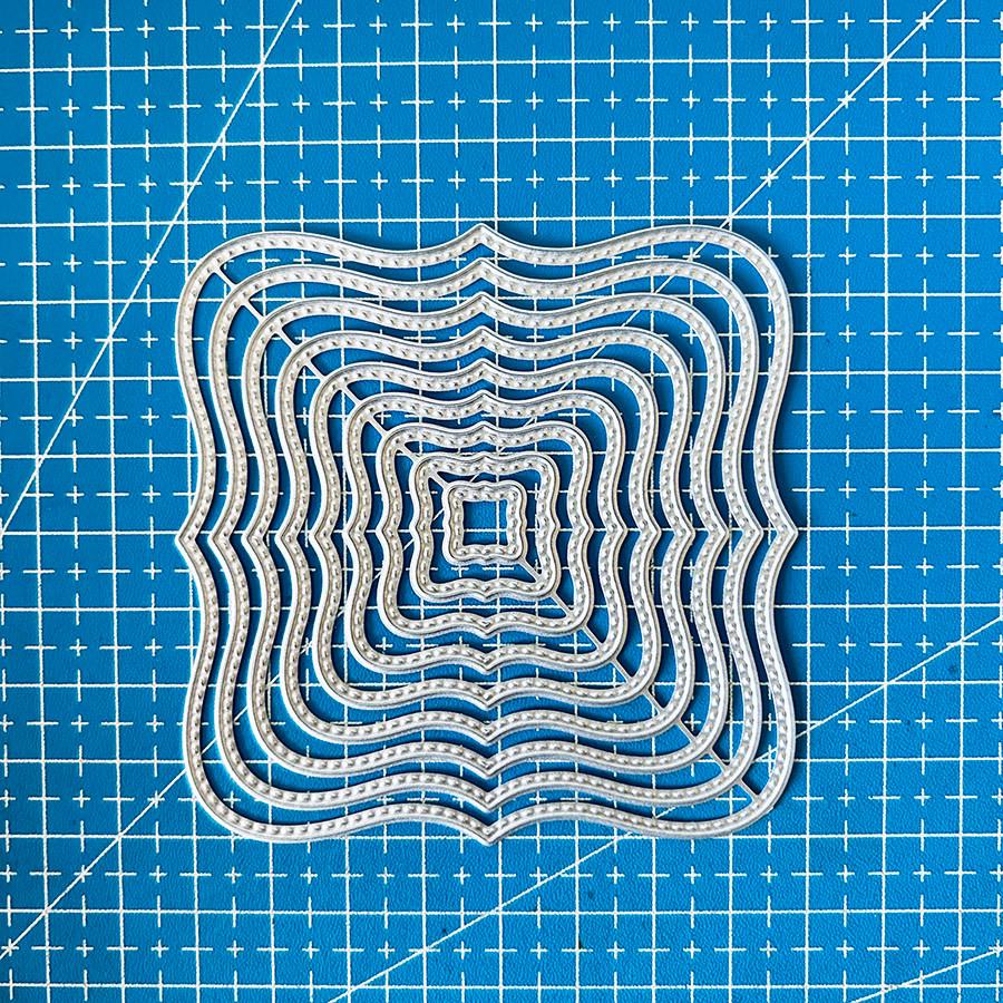 Multi-layer Square Curved Border Die Cuts for Card Making, Cutting Dies, Metal Die Cutting Mold, Scrapbooking Dies, Etched Embossing Stencil for Craft