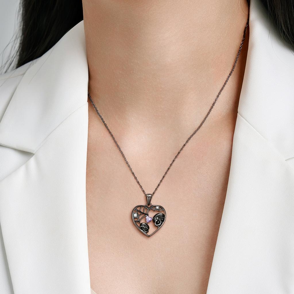 The Skull 'S Gaze European And American Fashion S925 Sterling Silver Inlaid Versatile Clavicle Chain Sweater Chain Necklace 