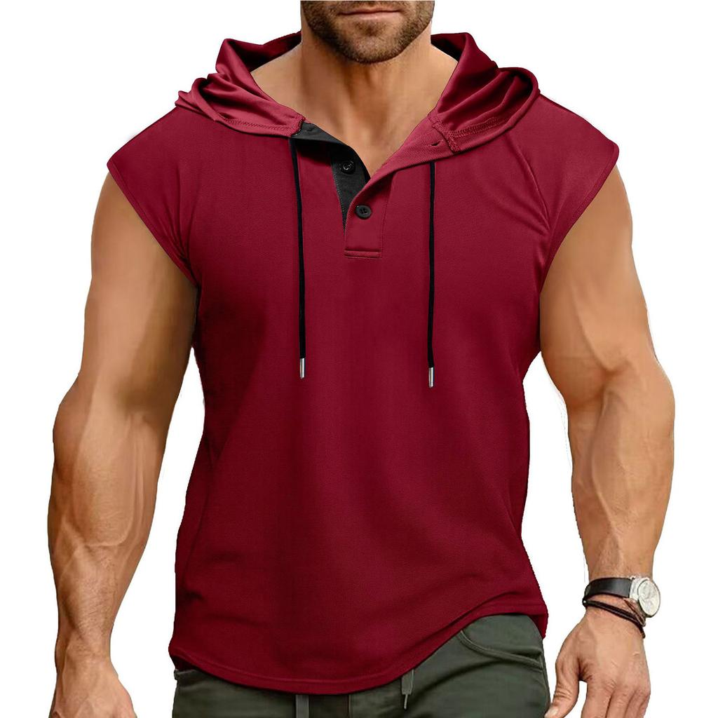 Pánská rychleschnoucí prodyšná bezrukavá vesta s kapucí na knoflíky