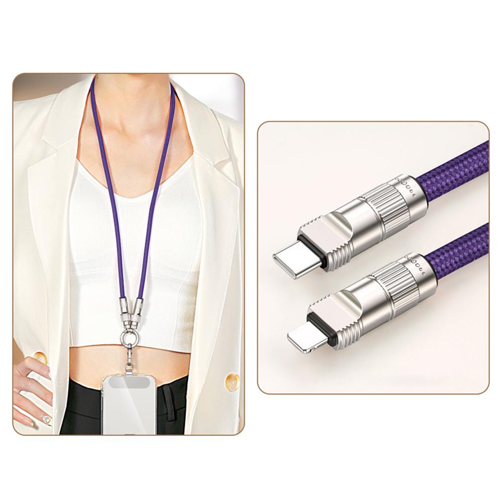 90cm Halsband 27W Ladekabel Handy-Lanyard Handy-Sicherungsleine mit Typ-C zu L-Port Stecker