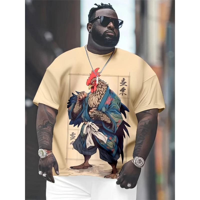 Summer Round Neck Funny Cartoon Pattern 3D Print Top Fashionable Casual Short Sleeved Men's T-shirts