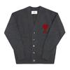 Ami Big Heart Logo Intarsia V Neck Cardigan Model  Ukc367 018 084