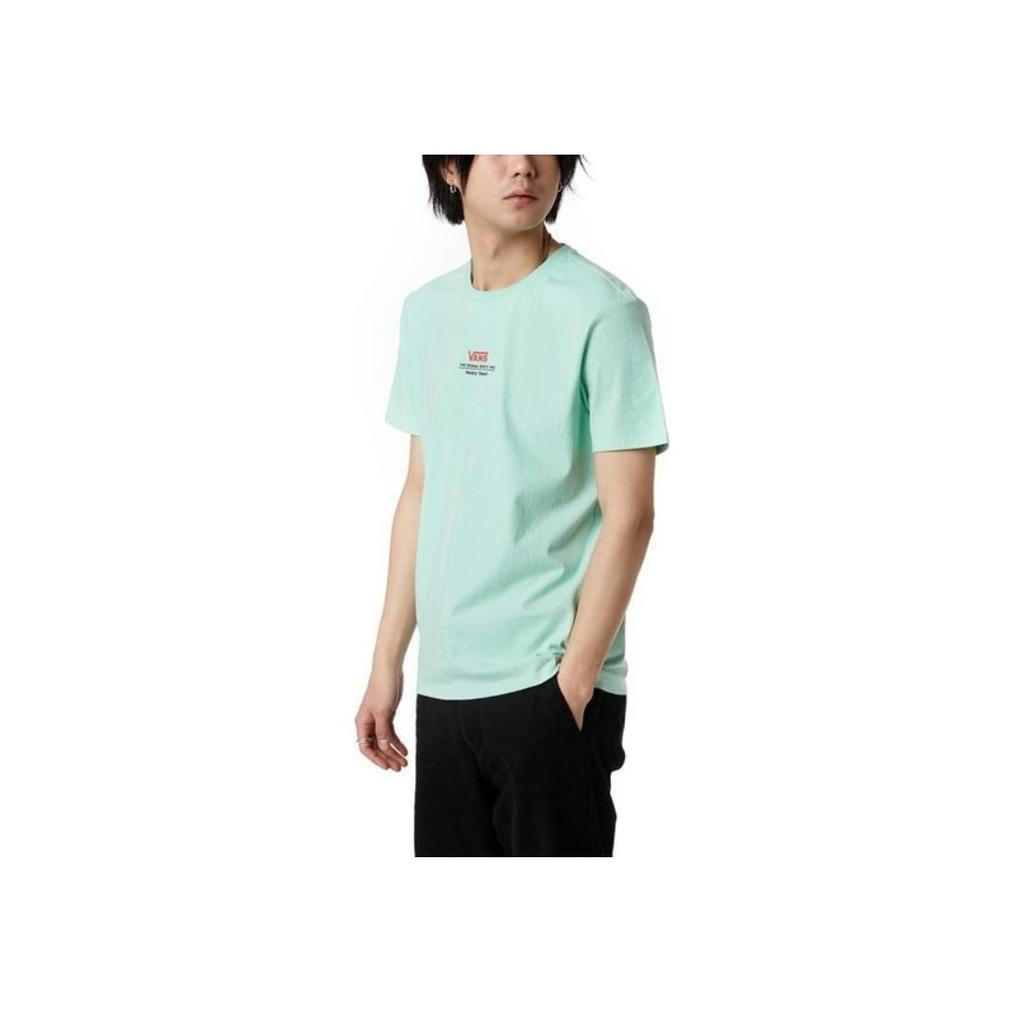 Vans Solid Color Letter Print Round Neck Short Sleeve T-Shirt Unisex Tops Green VN0A3ZO7V60