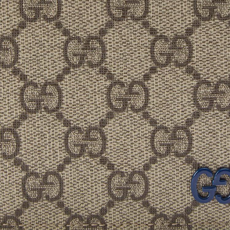 Gucci Monogram Bifold Wallet Beige/Ebony/Blue Men Wallets Tan 768243-FACQC-9751