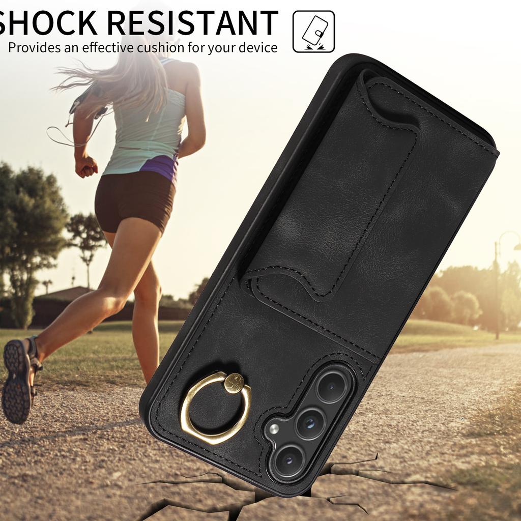 For Samsung Galaxy A55 (5G) Ring Bracket Card Holder Slots Cover Phone Case