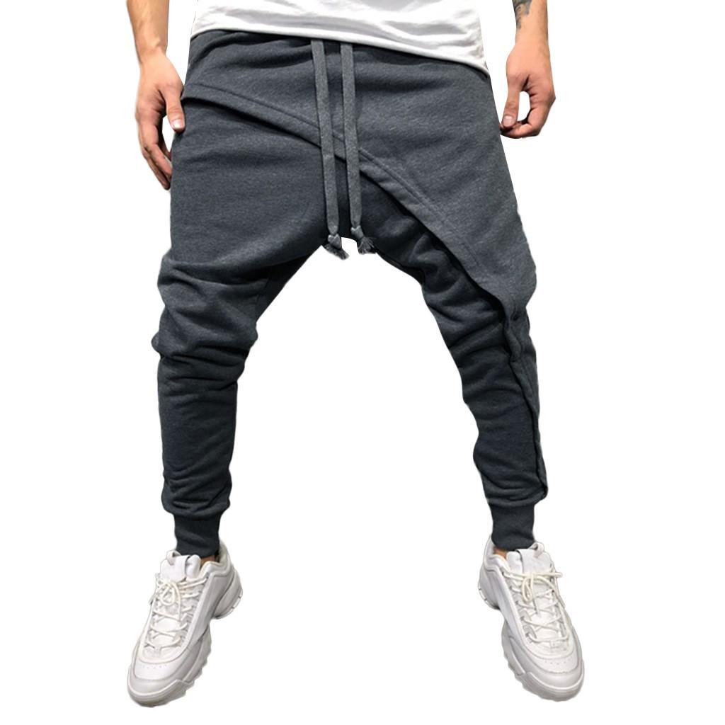 მამაკაცის საგაზაფხულო ზამთრის Joggers მყარი Patchwork Drawstring სპორტული შარვალი შარვალი შარვალი