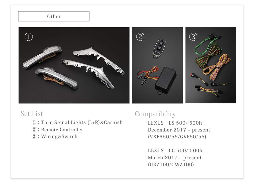 AVEST VerticalArrow LED Flowing Door Mirror Turn Signals for LS LC 500 500h (White) (GVF50/GVF55/VXFA50/VXFA55/GWZ100/URZ100)