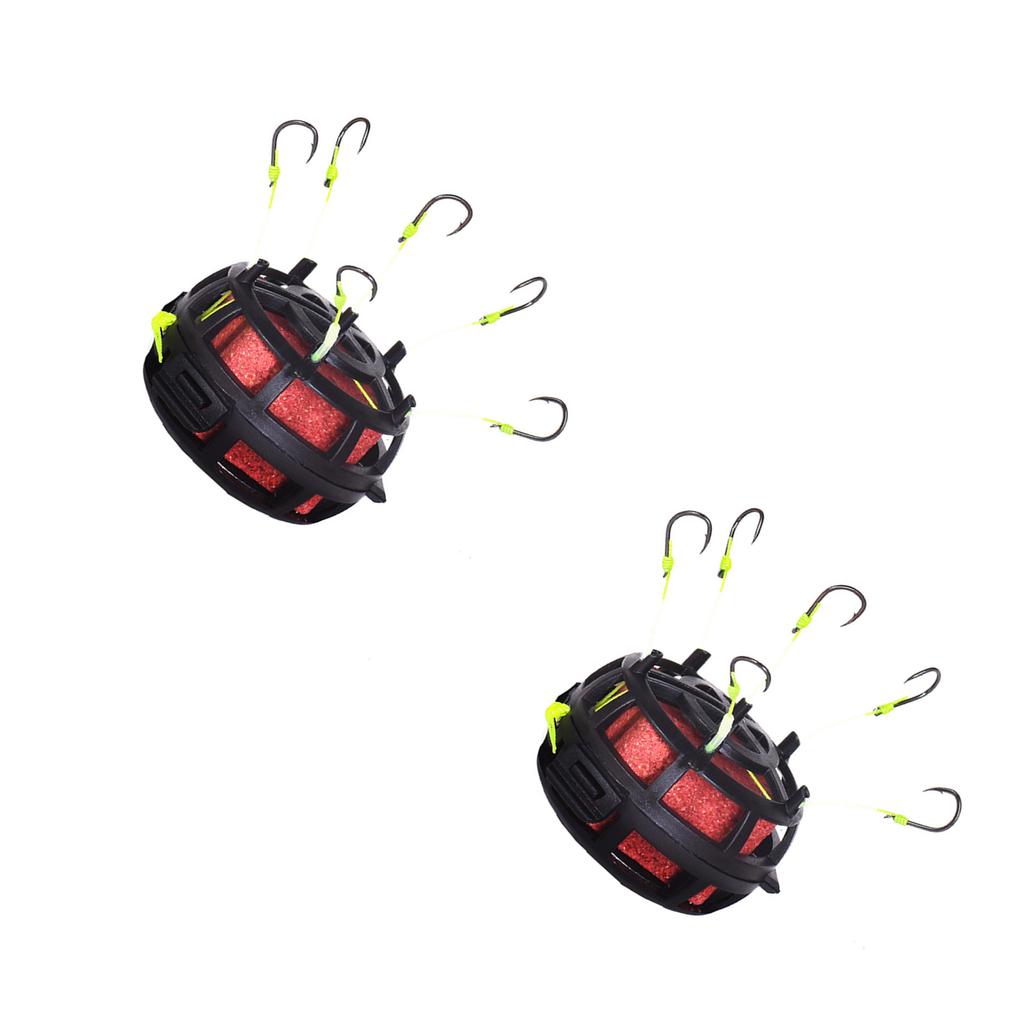 2pcs Anti-Bottom Fishing Rig Set Professional String Hook Bait Cage with 6 Hook Anti Winding Line Group Feeder Sinker