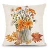 Autumn Pumpkin Decorative Pillowcase Pumpkin Thanksgiving Blessing Autumn Flowers Pillowcase Home Decor 18 X 18 Inches