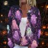 Women's Long Sleeve Knit Cardigan with Halloween Print Button Front Sweater for Fall Party Outfits
