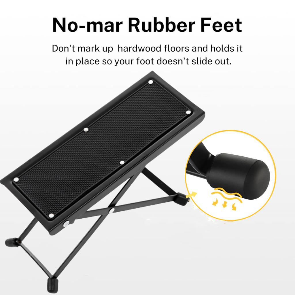 Miwayer Gitarren-Fußstütze Pedal Metall Rutschfeste Gummiunterlage Verstellbar Faltbar 4/6-stufige Höhe Fußbrett für Gitarrenzubehör