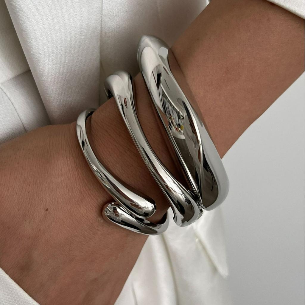 DIEZI Unterschiedlicher Stil Hip Hop Armreifen Vintage Punk Gold Silber Farbe Geometrische Federarmreifen Damenarmbänder Herrenschmuck