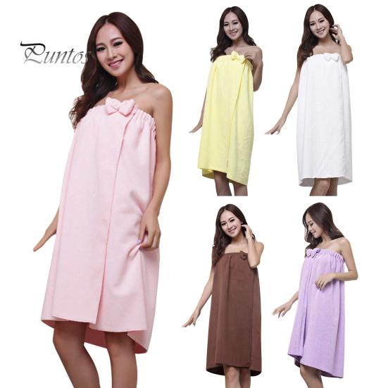 Asciugamano da Bagno con Decorazione a Fiocco in Microfibra con Chiusura Regolabile a Velcro, Stile Avvolgente sul Petto, Asciugamano da Bagno Elasticizzato a Fascia