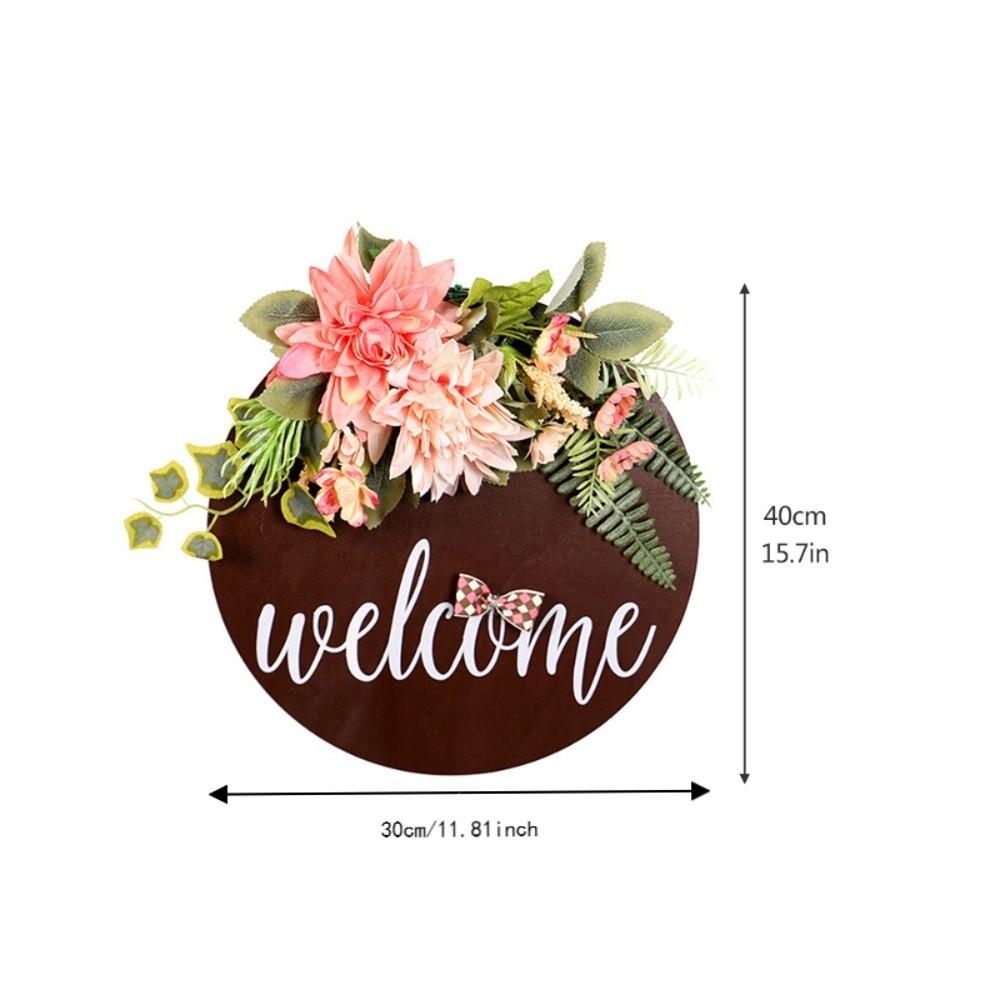 Pink Flower Arrangement Welcome Sign with Flowers Front Door Welcome Sign Porch Hanging Decor