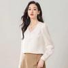 S069 Spring French Lace V-Neck Elegant Long-Sleeve Shirt