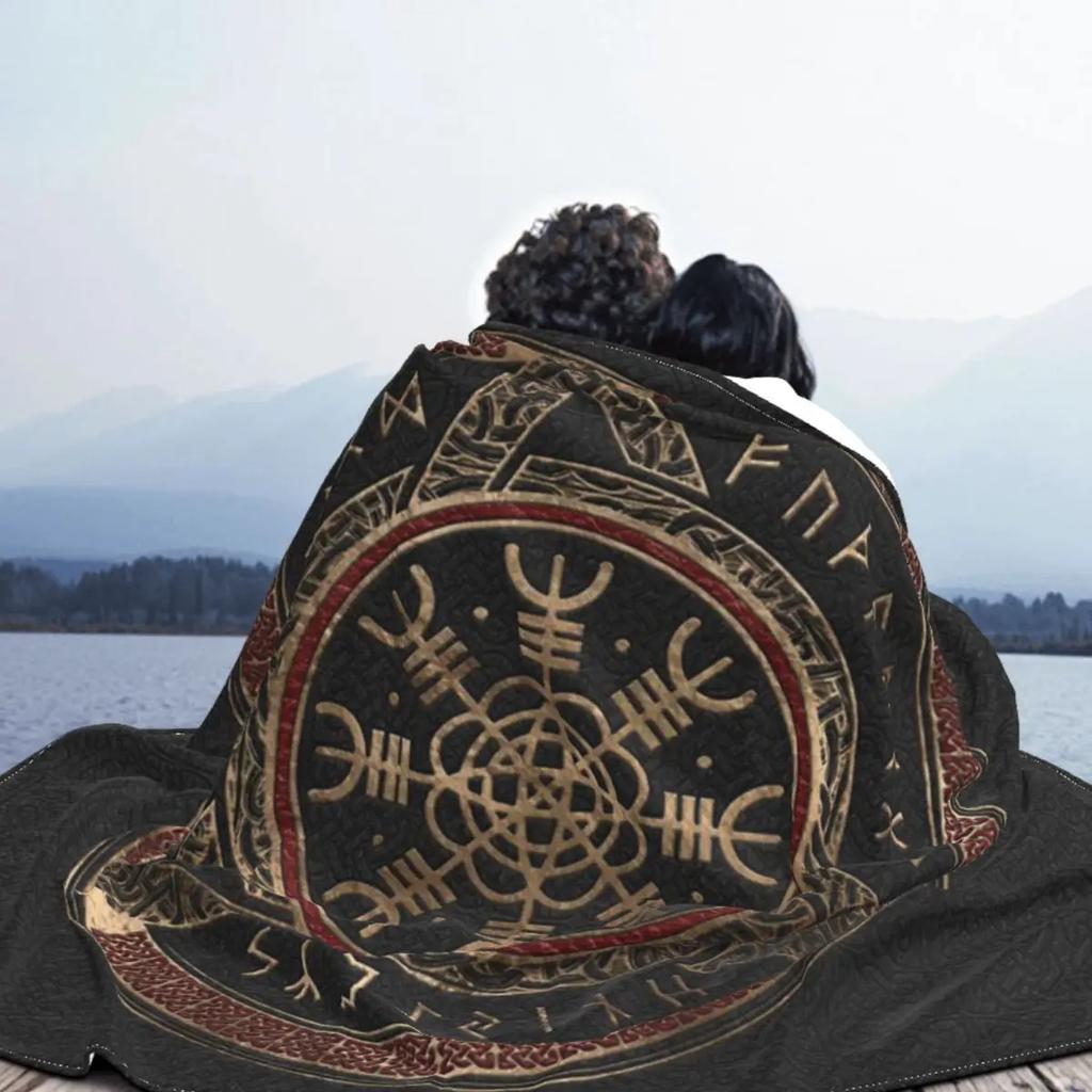 s Ragnar Lothbrok Blankets Norse Runes Wool Vintage Warm Throw Blanket for Coverlet Spring/Autumn