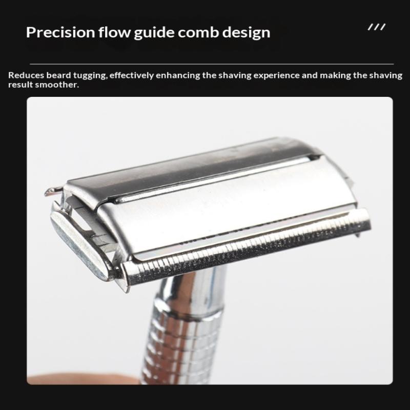 1 Set Stainless Steel Manual Handle Razor Exquisite Retro Safety Razor Double Edge Facial Shave Barber