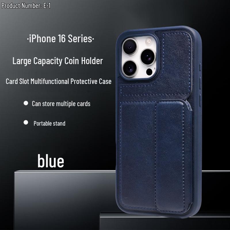 iPhone 17 Pro Max Ultra-thin Leather Case with Card Holder & Stand