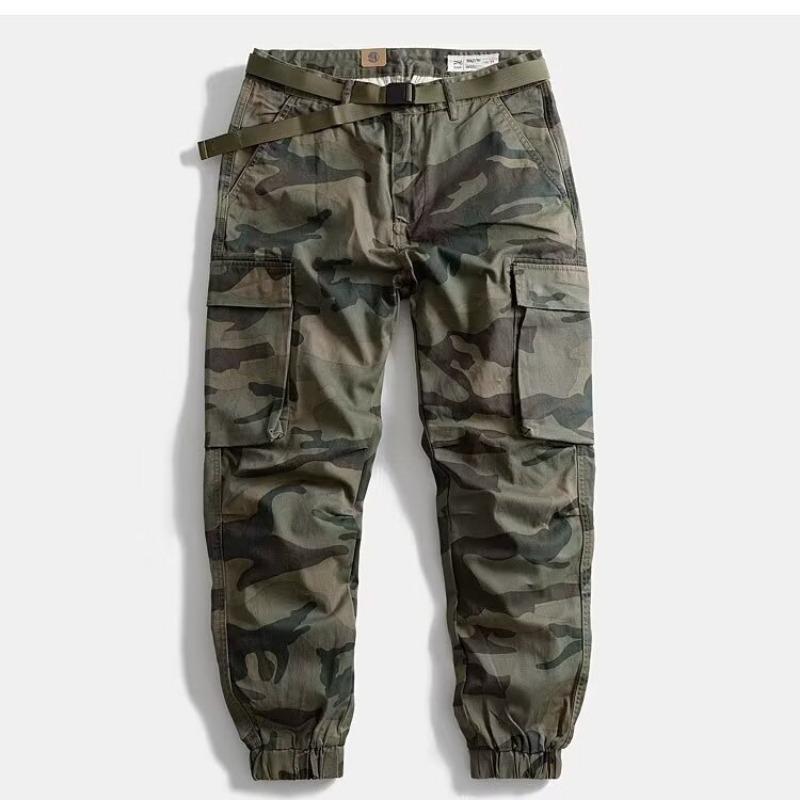 Tuta Mimetica Militare Retro da Uomo Kaji Multitasche Ampia Gamba Piccola Dritta Pantaloni Leggings Uomo