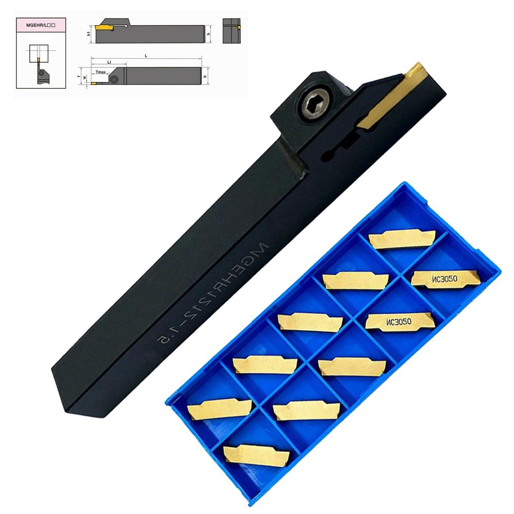 MGEHR1212-1.5 Spårstålhållare 10st MGMN150-G Karbidspårstål Lathes Vändverktygshållare Metallbearbetningsverktyg