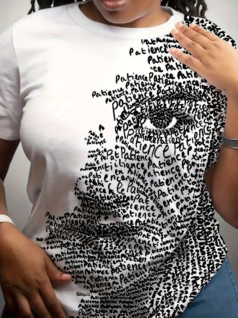 Vintage African Woman 3D Print T-Shirt for Women Retro Art Graphic Tee Casual Crew Neck Short Sleeve Summer Top Plus Size Tees