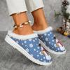 Women's Christmas Limited Edition Red Snowman & Snowflake Slip-On Loafers - Cozy Winter Fabric Slippers with Non-Slip Rubber Sole, Festive Holiday