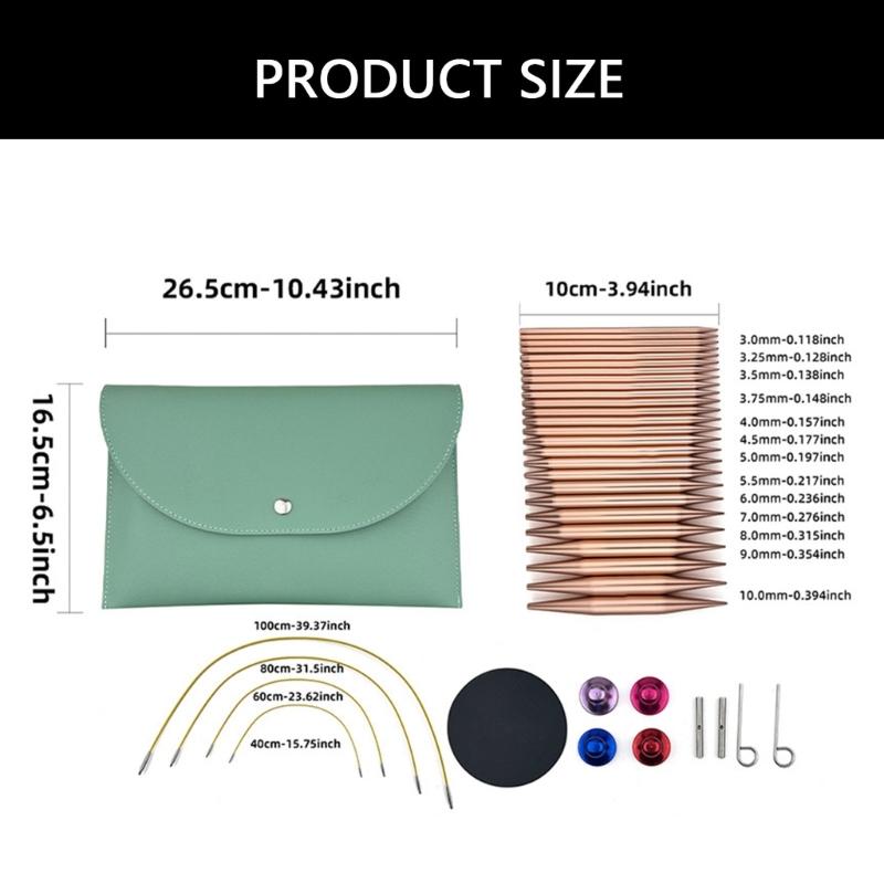 13Pairs Interchangeable Knitting Needle Set 3mm-10mm with Case Aluminum Circular Knitting Needle for Beginner Knitting