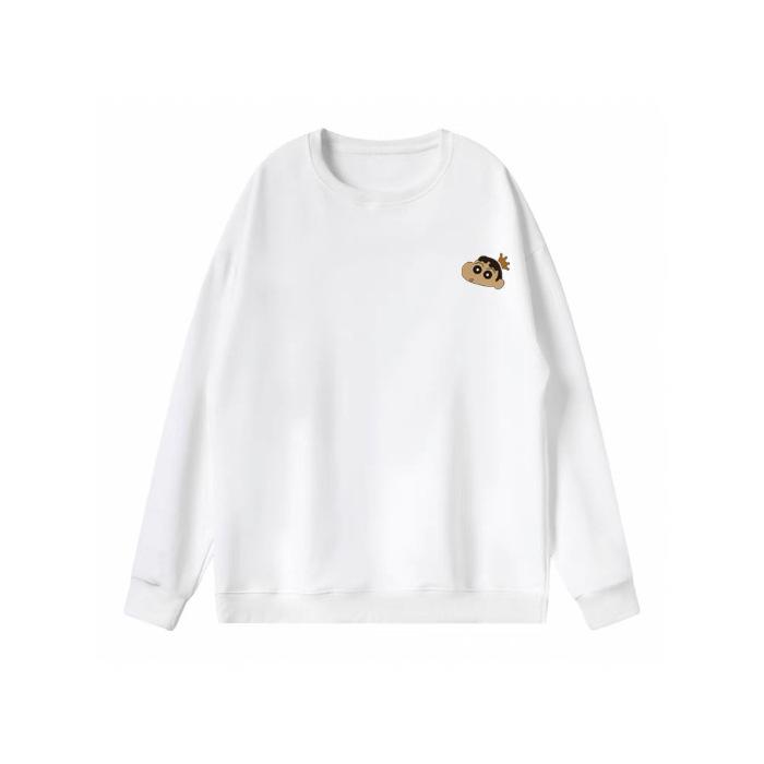 Fleece thickened autumn and winter crayon small crew neck sweater men's and women's Korean version lazy style versatile wholesale jacket