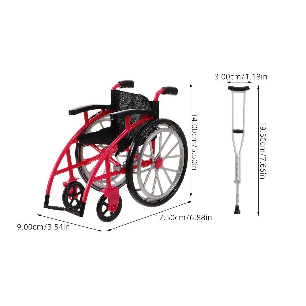 Children Gits Crutch Model DIY Dollhouse Dollhouse Decor Miniature Wheelchair Furniture Toy