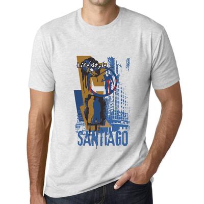 Men’s Vintage Tee Shirt Graphic T Shirt Santiago Lifestyle Vintage White