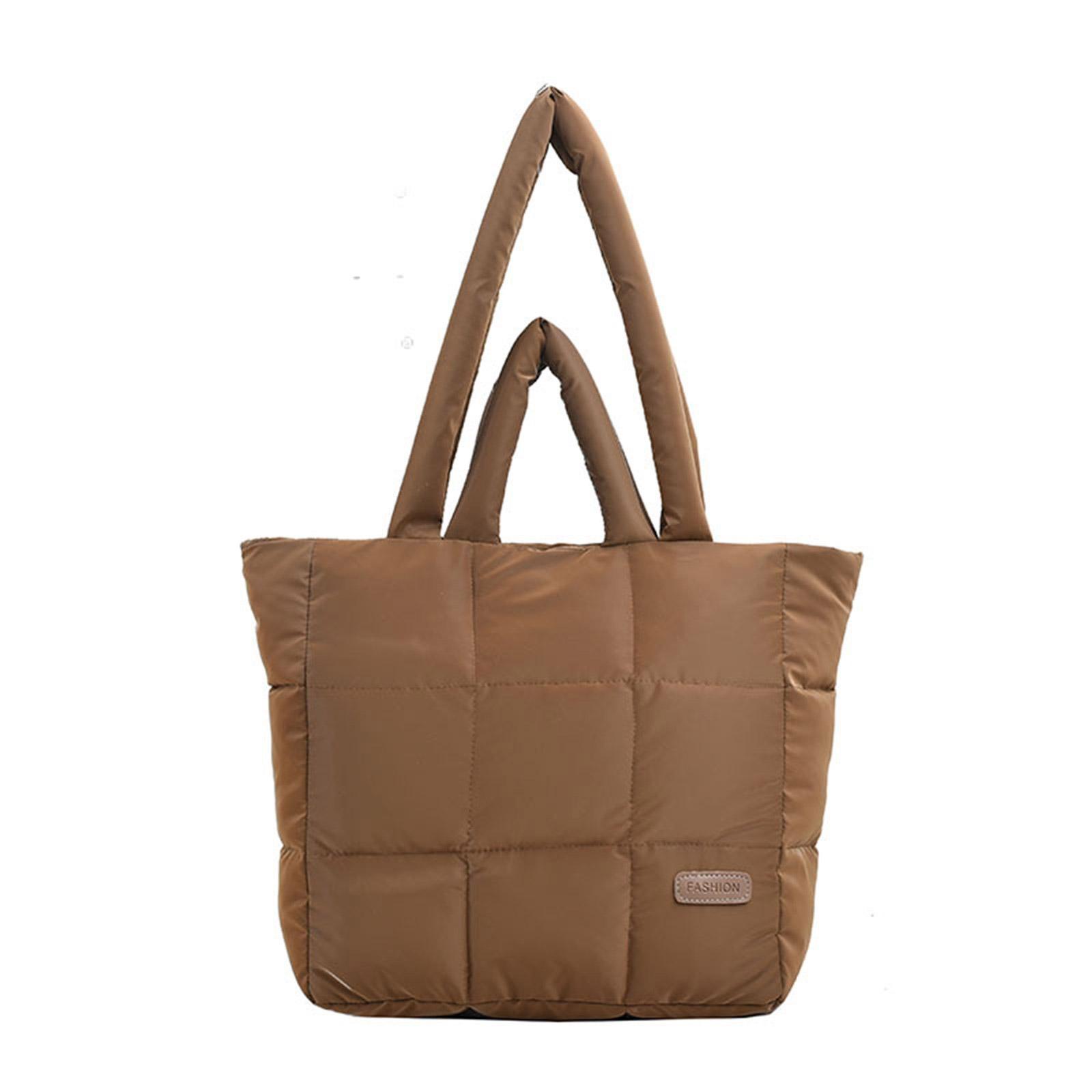 Ladies Quilted Shoulder Bag Fashion Forward Nylon Handbag with Zipper Closure for Women