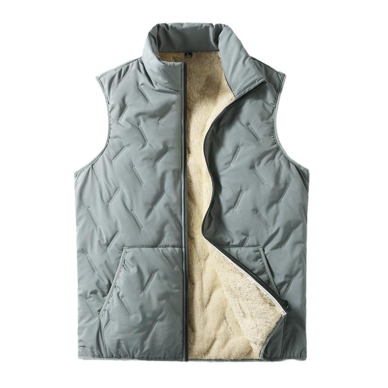 Lamb fleece cotton vest autumn and winter stand-up collar large size fleece thickened vest middle-aged and elderly warm vest jacket