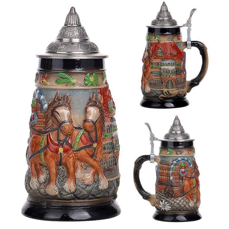 

Пивний кухоль, Німеччина, Октоберфест, кружка з гравіюванням і кришкою, велика ємність, пиво Stein для подарунків, сувенірів 0,8 літра 600ml