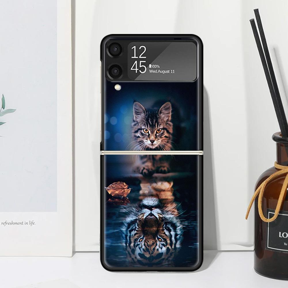 

Cool Animal Big Cat Tiger Phone Case For Samsung Galaxy Z Flip 7 Flip7 Zflip 6 Flip6 5 Flip5 4 Flip4 3 Flip3 5G Fundas Black Cov Samsung Z Flip