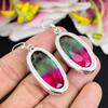 Bi-Color Tourmaline Gemstone 925 Sterling Silver Jewelry Earring 2.17" KG-1745